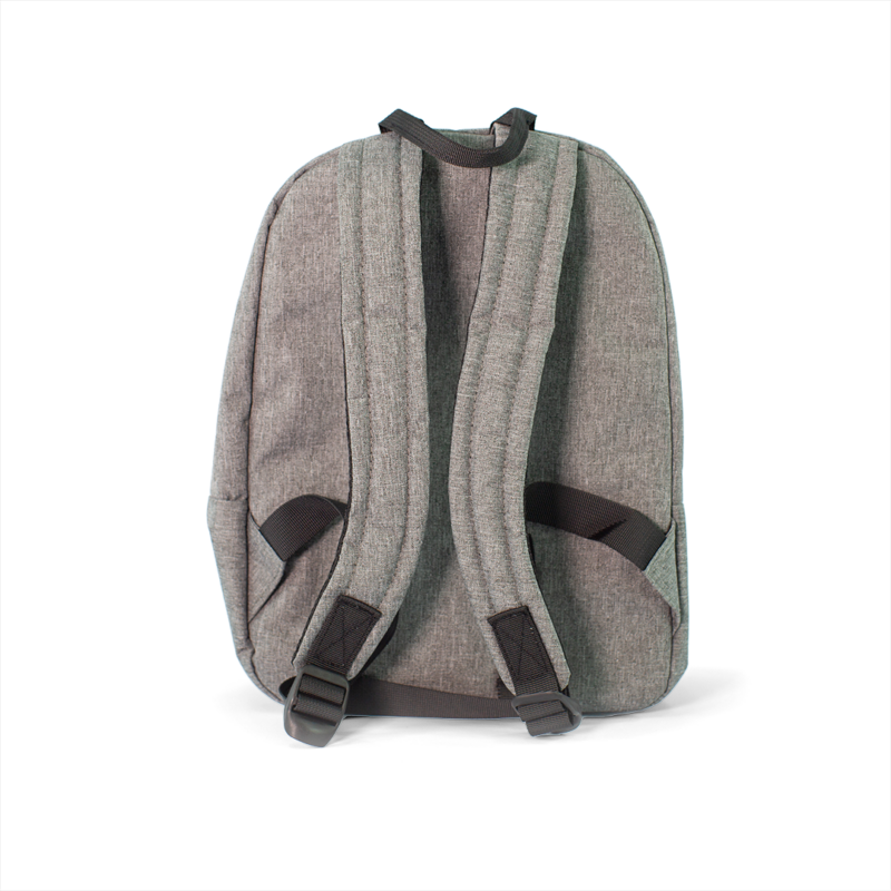 grey back view of backpack